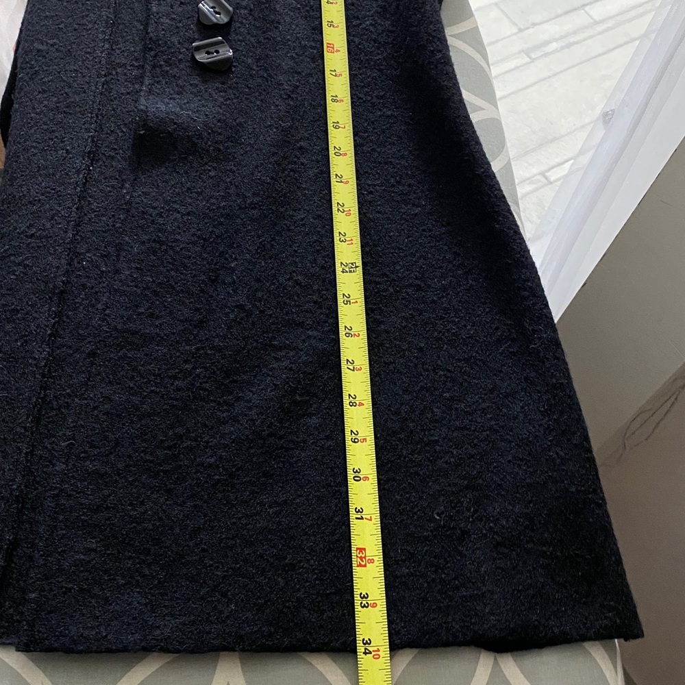 Alison Sheri Elegant Black Women's Boiled Wool Sweater Wide Collar Details XL - Picture 13 of 14